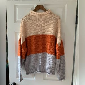 Colorblock oversized mock neck sweater
